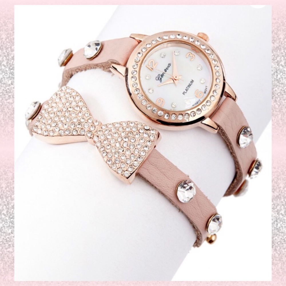 10$ OFF! NWT- Pink & Rose Gold Leather Wrap Watch
